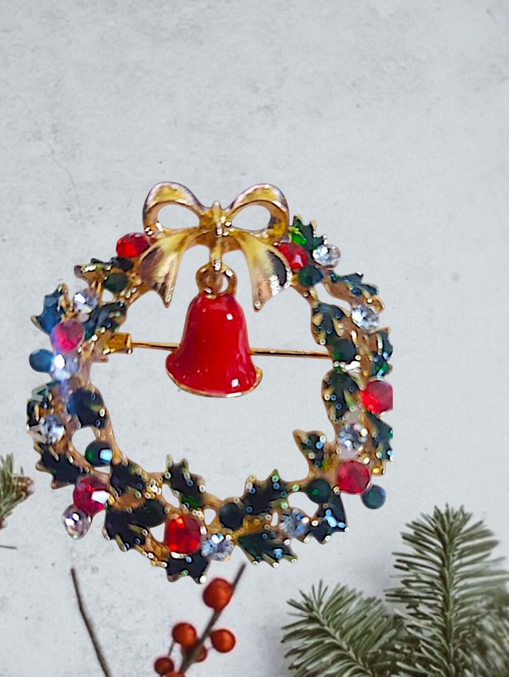 Holiday Wreath Brooch *Christmas In July*